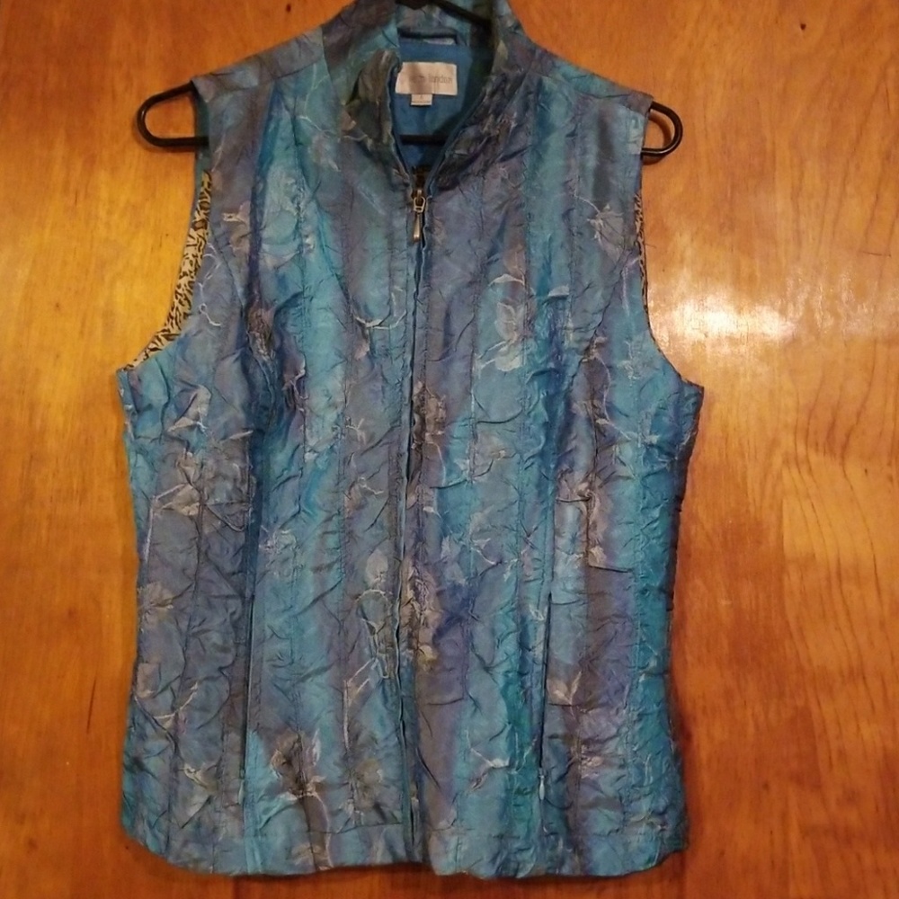 Erin London vest with leopard print lining inside